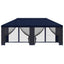 Pavillon med sidetapper 6 x 3 m Blå Polyester og Stål 190