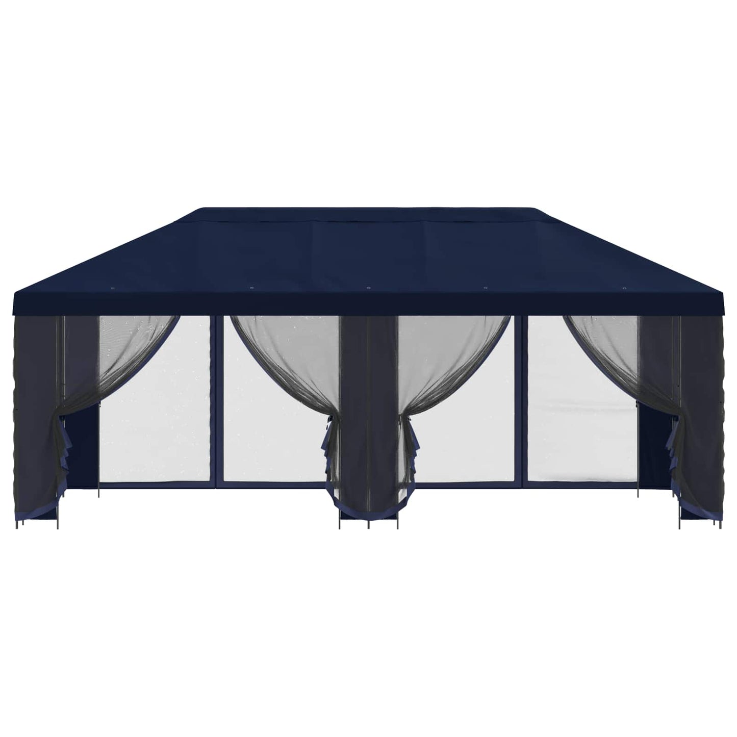 Pavillon med sidetapper 6 x 3 m Blå Polyester og Stål 190