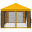 Pavillon med sidetapper 6 x 3 m Gul Polyester og Stål 190