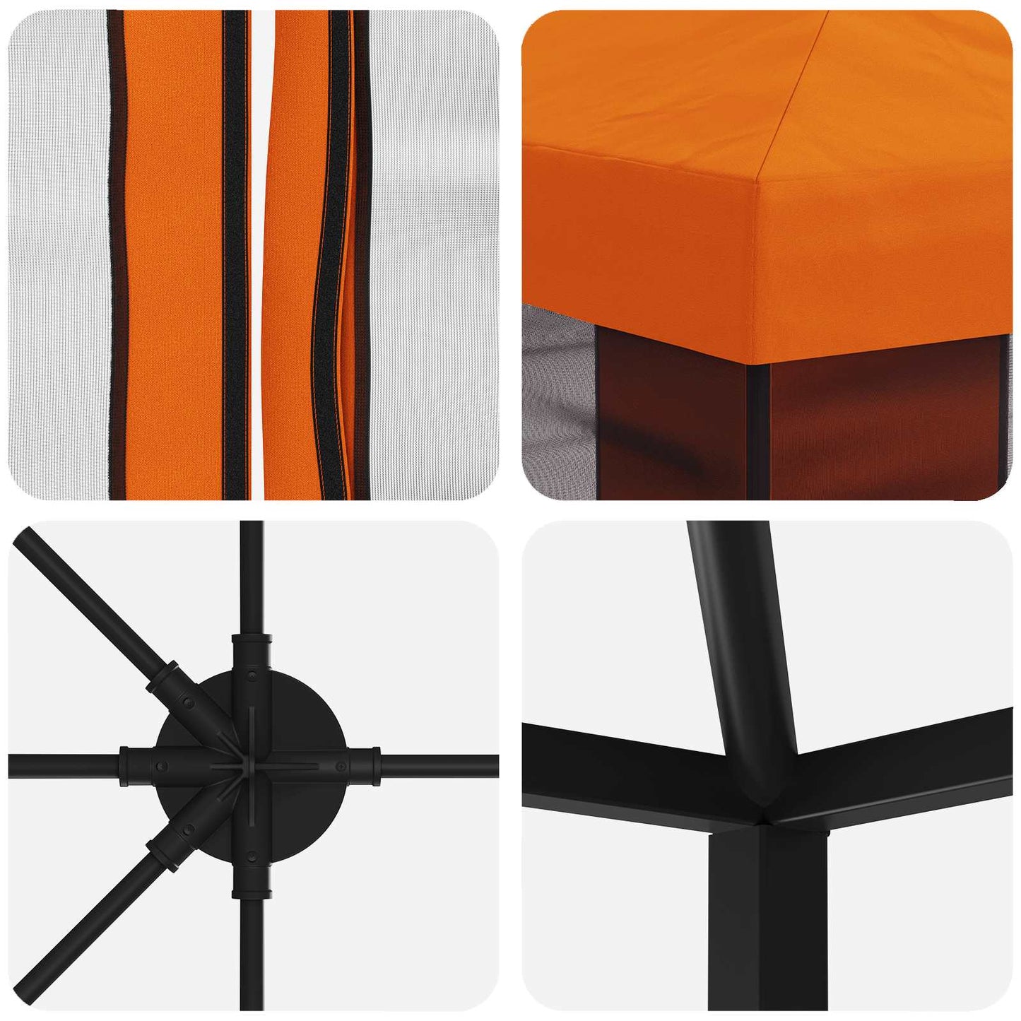 Pavillon med sidetapper 6 x 3 m Orange Polyester og Stål 190