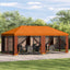 Pavillon med sidetapper 6 x 3 m Orange Polyester og Stål 190
