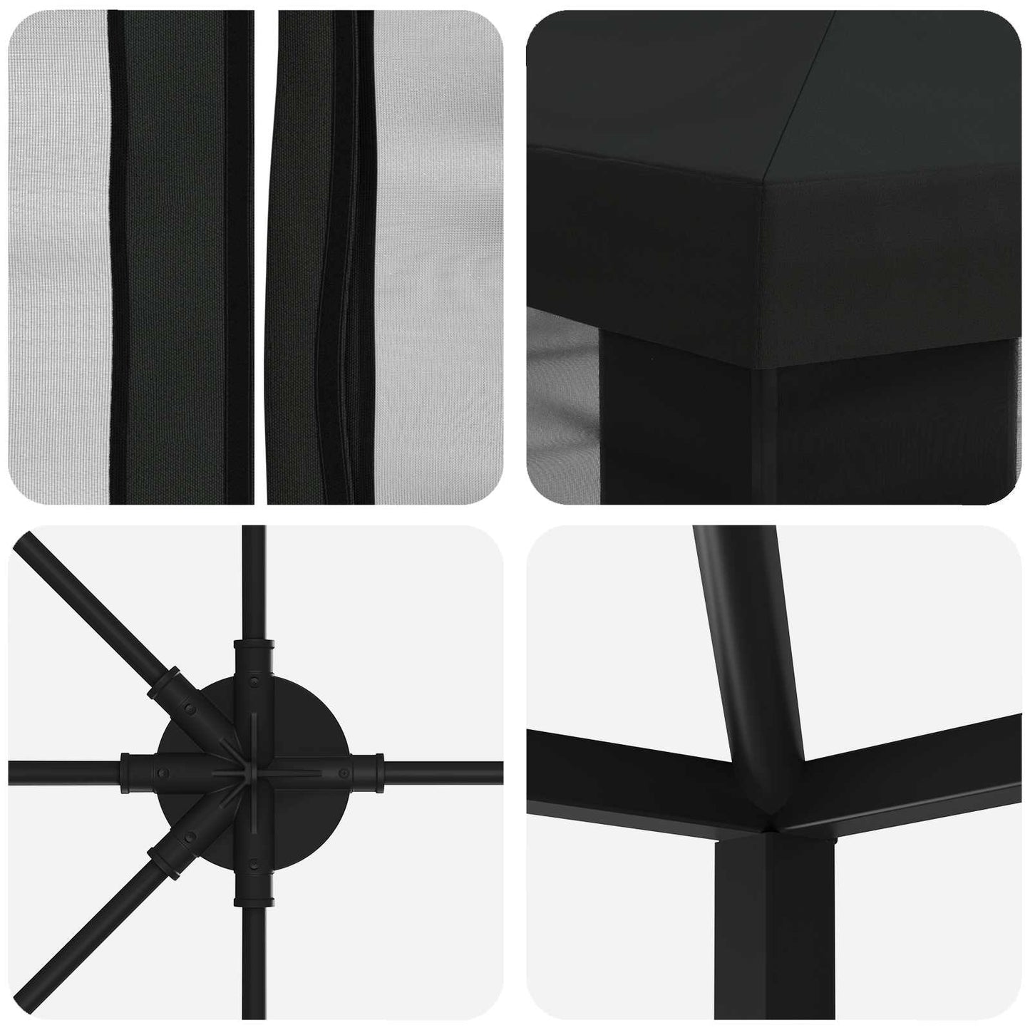 Pavillon med sidetapper 6 x 3 m Sort Polyester og Stål 190