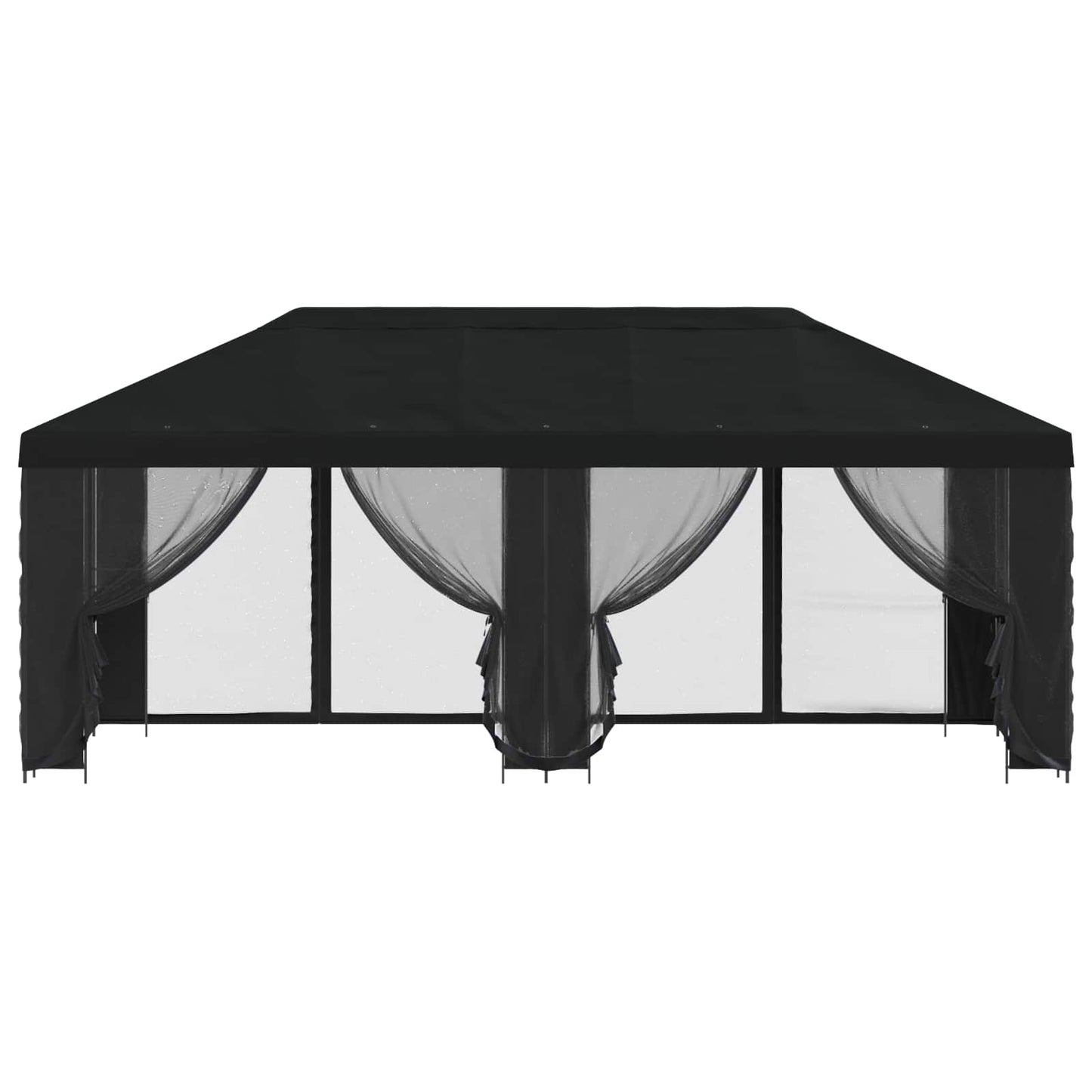 Pavillon med sidetapper 6 x 3 m Sort Polyester og Stål 190