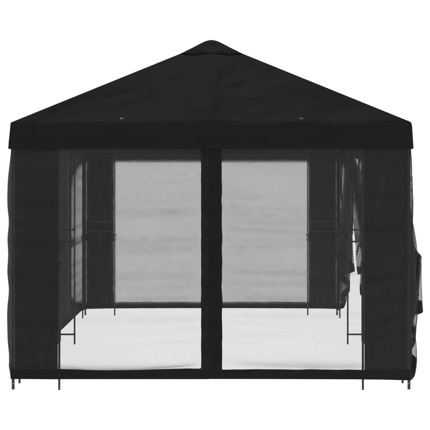 Pavillon med sidetapper 6 x 3 m Sort Polyester og Stål 190