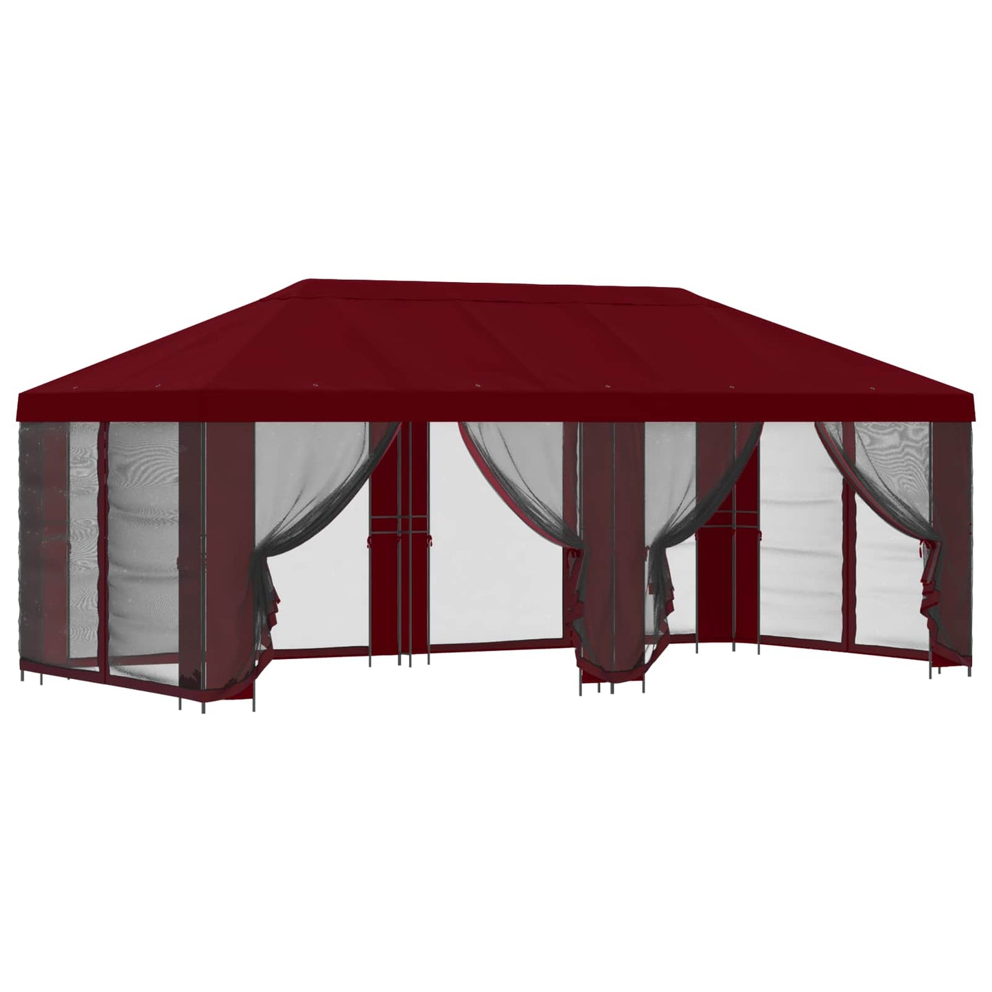 Pavillon med sidetapper 6 x 3 m Bordeaux Polyester og Stål 190