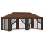 Pavillon med sidetapper 6 x 3 m Brun Polyester og Stål 190