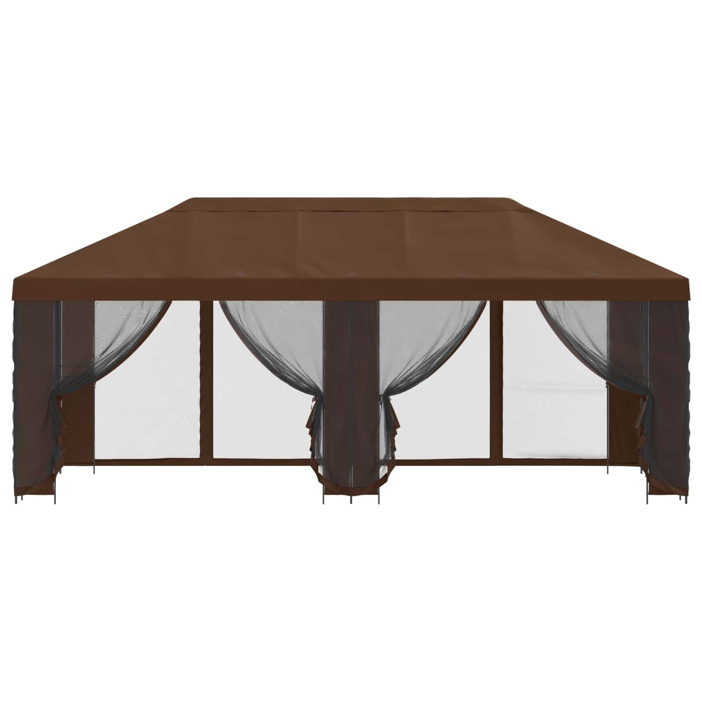 Pavillon med sidetapper 6 x 3 m Brun Polyester og Stål 190