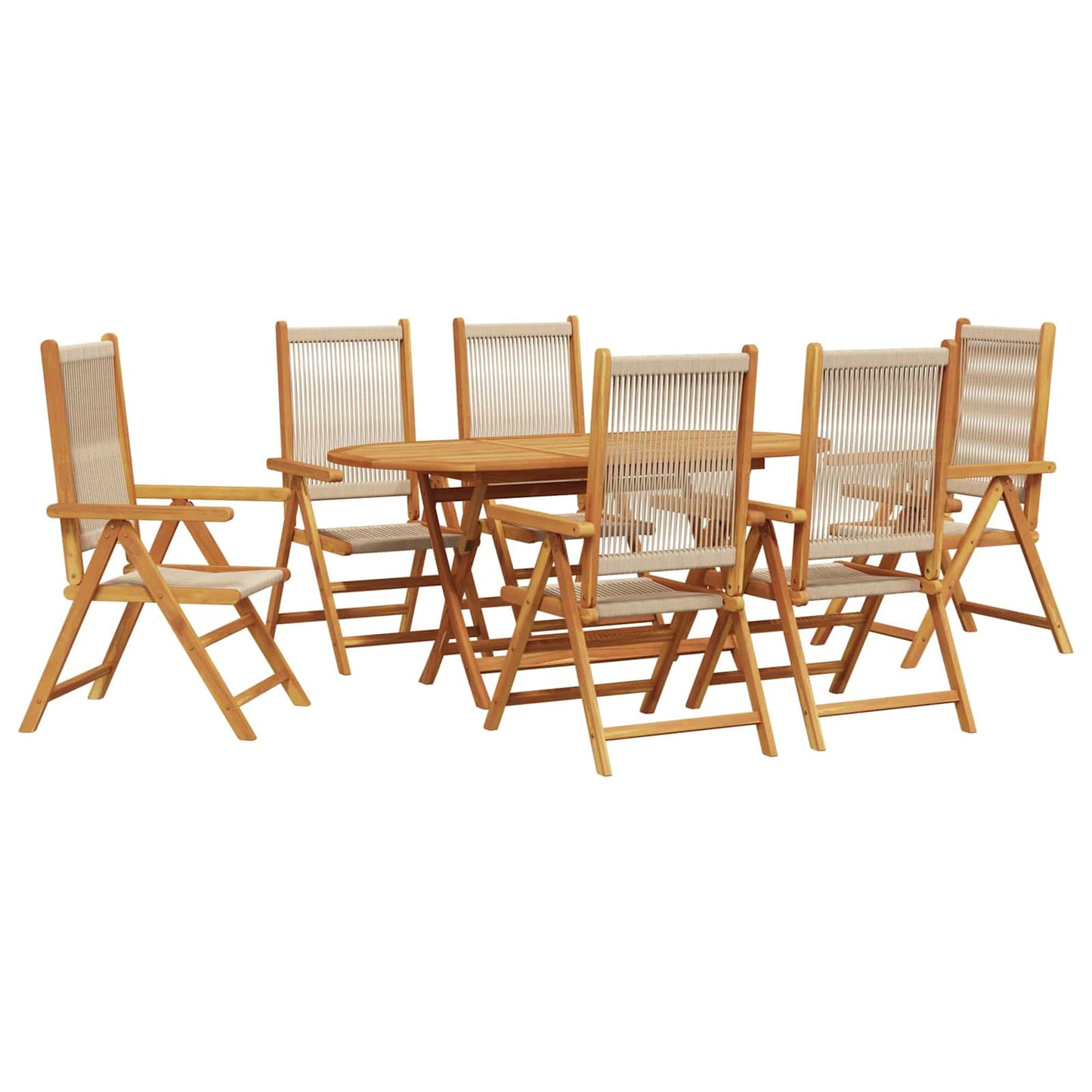 Have Spisebordssæt 7 stk. Beige Massivt Akacietræ