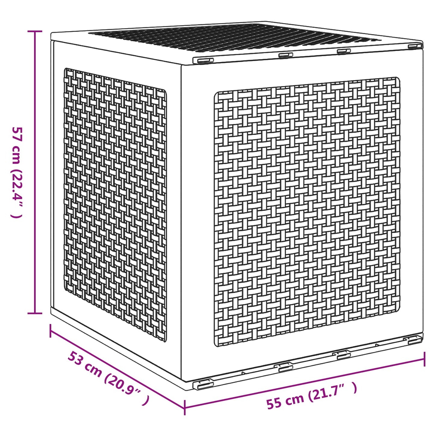 Opbevaringskasse Antracit 55 x 53 x 57 cm Polypropylen
