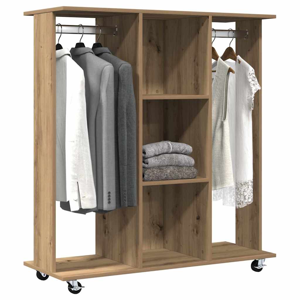 Garderobe med hjul artisan eg 102 x 38 x 110 cm Konstrueret træ