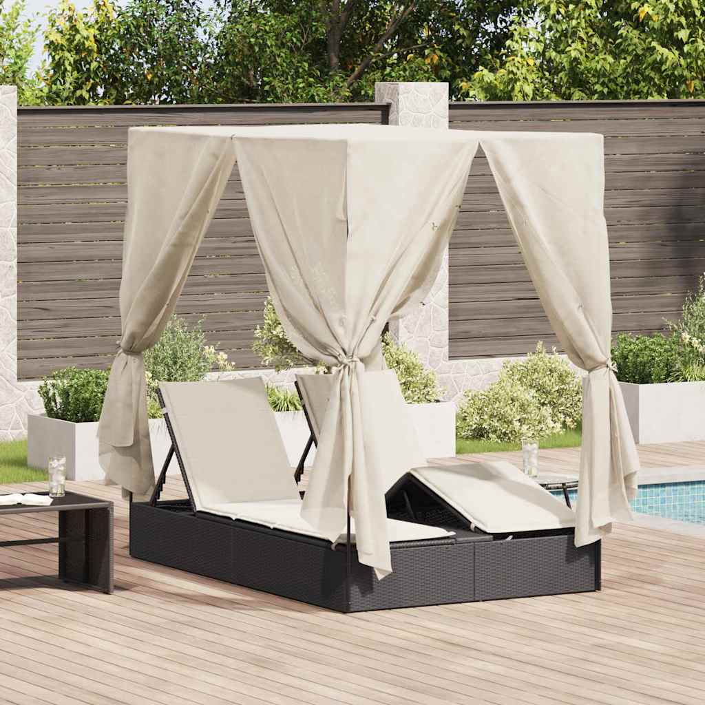 Dobbelt solstol Varm hvid 205 x 129 x 200 cm polyrattan