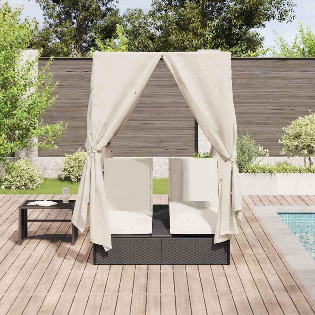 Dobbelt solstol Varm hvid 205 x 129 x 200 cm polyrattan