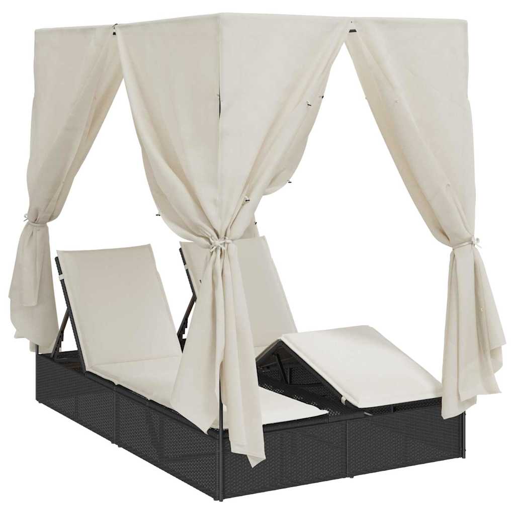 Dobbelt solstol Varm hvid 205 x 129 x 200 cm polyrattan