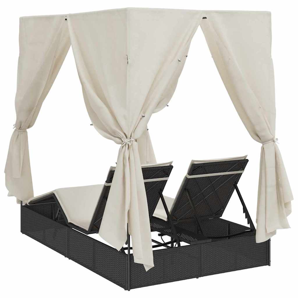 Dobbelt solstol Varm hvid 205 x 129 x 200 cm polyrattan