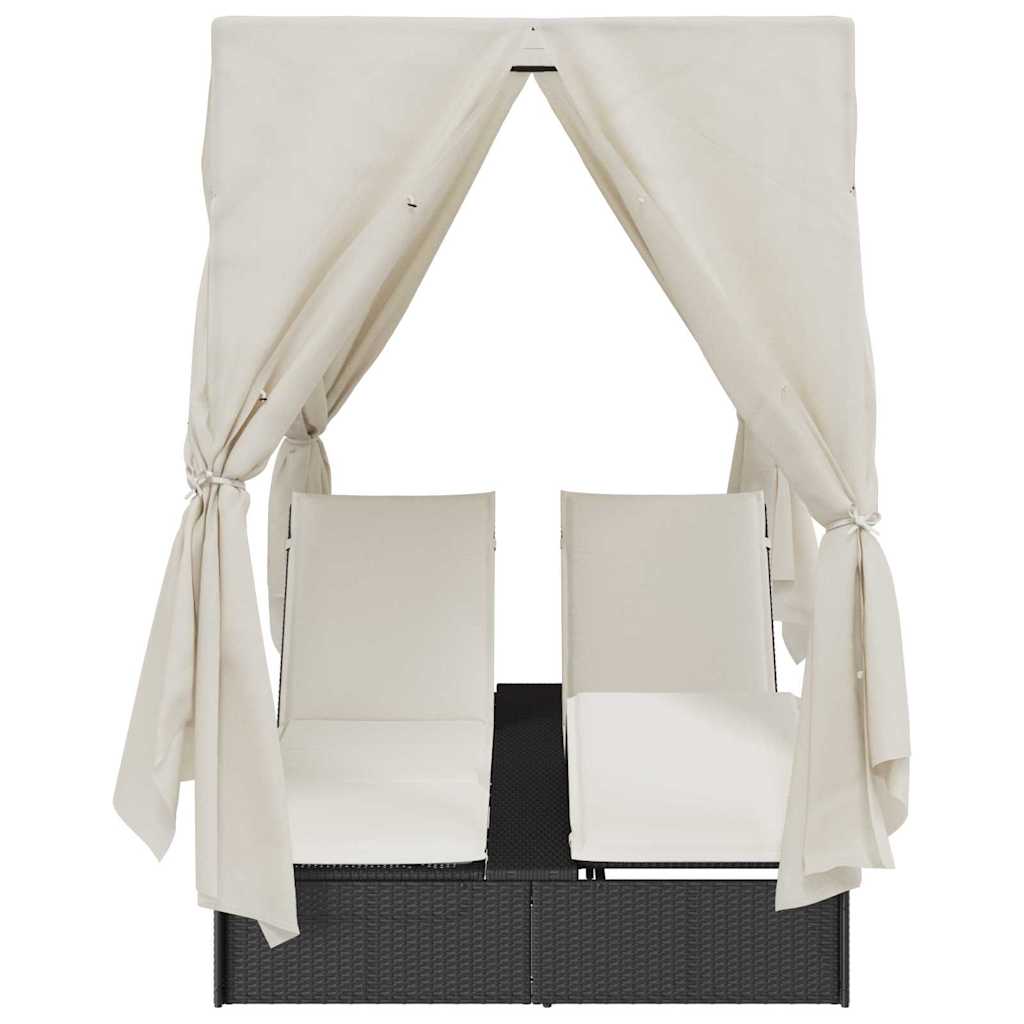 Dobbelt solstol Varm hvid 205 x 129 x 200 cm polyrattan