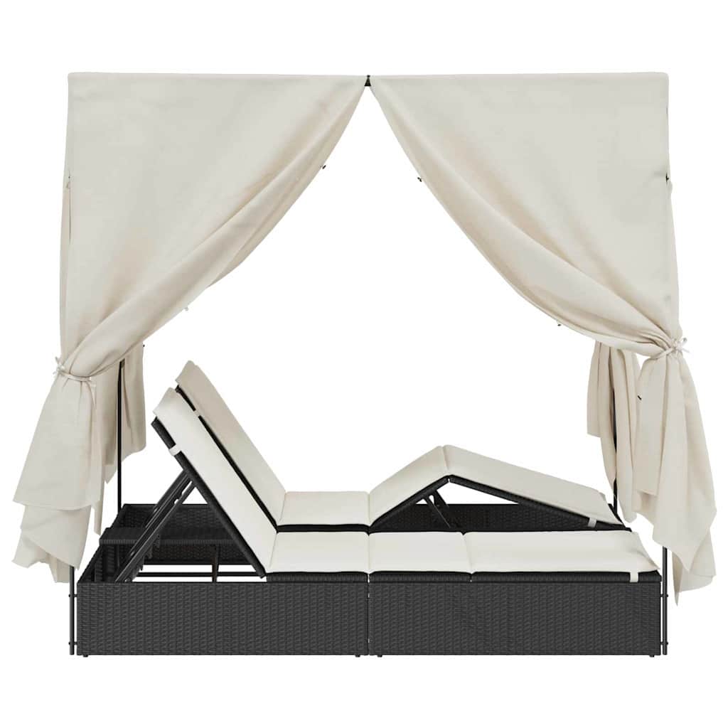 Dobbelt solstol Varm hvid 205 x 129 x 200 cm polyrattan