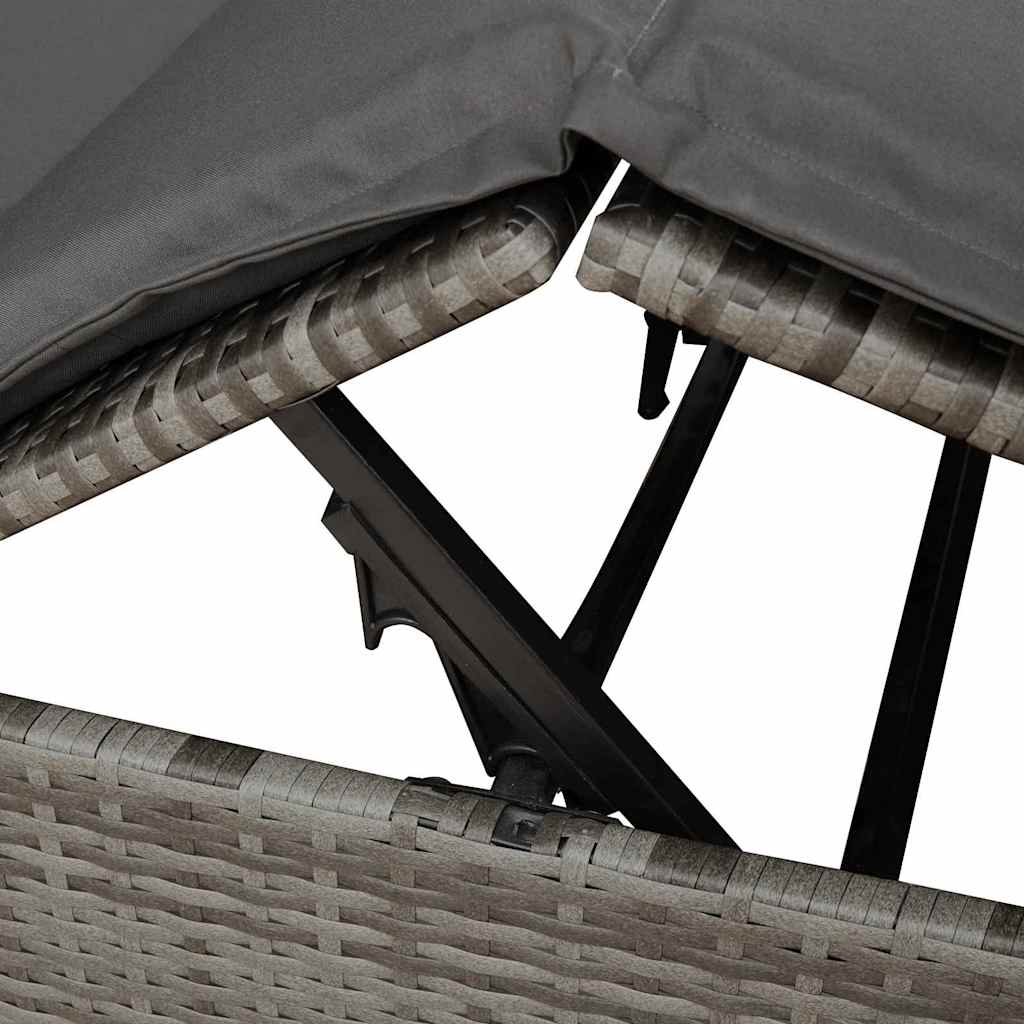 Dobbelt solstol med gardiner Grå 205 x 129 x 200 cm polyrattan