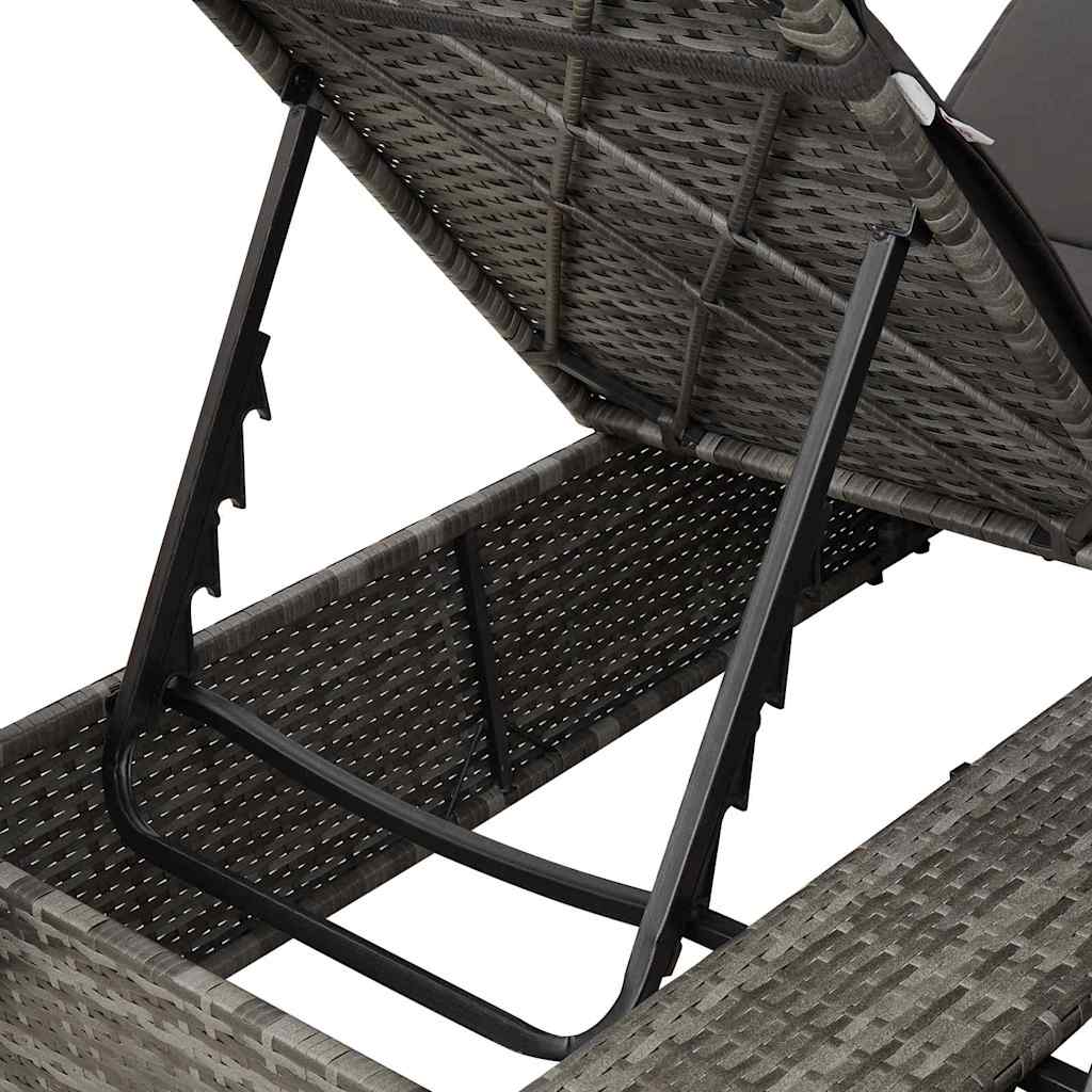 Dobbelt solstol med gardiner Grå 205 x 129 x 200 cm polyrattan
