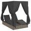 Dobbelt solstol med gardiner Grå 205 x 129 x 200 cm polyrattan