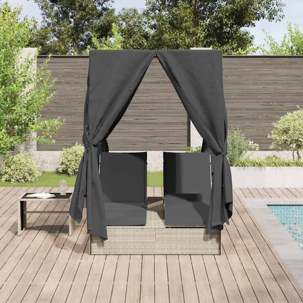 Dobbelt solstol Lysegrå 205 x 129 x 200 cm polyrattan