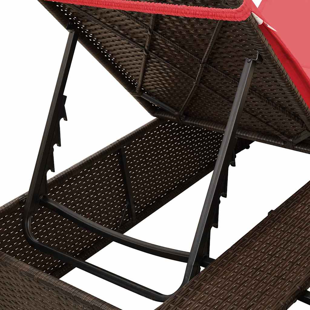 Dobbelt solstol med gardiner Rød 205 x 129 x 200 cm polyrattan