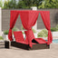 Dobbelt solstol med gardiner Rød 205 x 129 x 200 cm polyrattan
