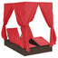Dobbelt solstol med gardiner Rød 205 x 129 x 200 cm polyrattan