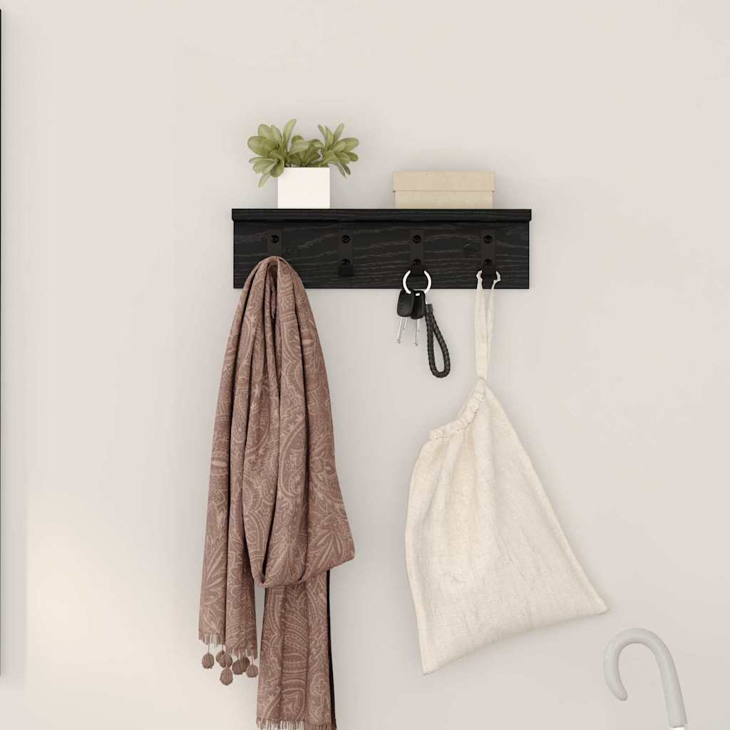 Vægmonteret Jakkeholder Vægmonteret Sort eg 40 x 10,5 x 10,5 cm