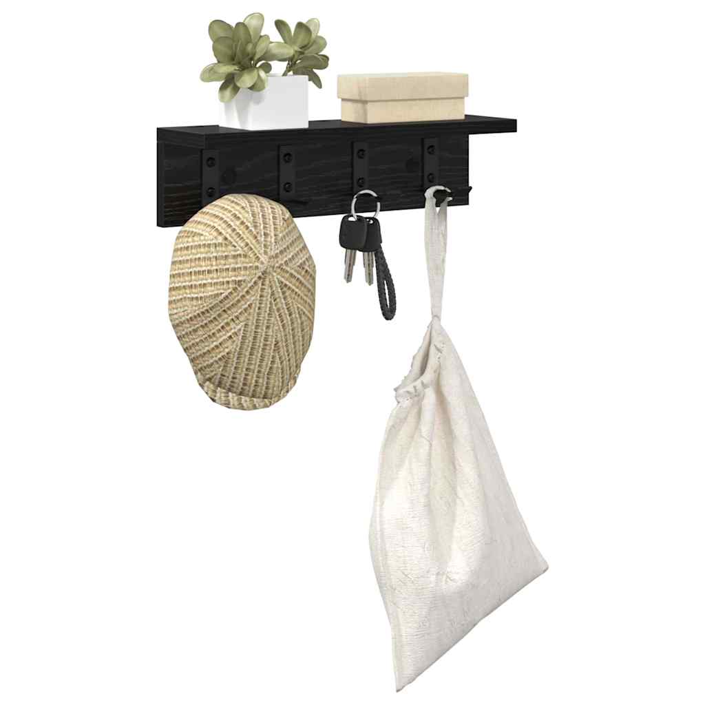 Vægmonteret Jakkeholder Vægmonteret Sort eg 40 x 10,5 x 10,5 cm