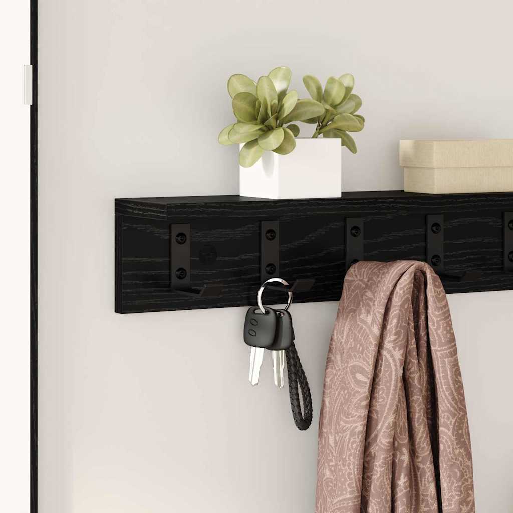 Vægmonteret Jakkeholder Vægmonteret Sort eg 60 x 10,5 x 10,5 cm
