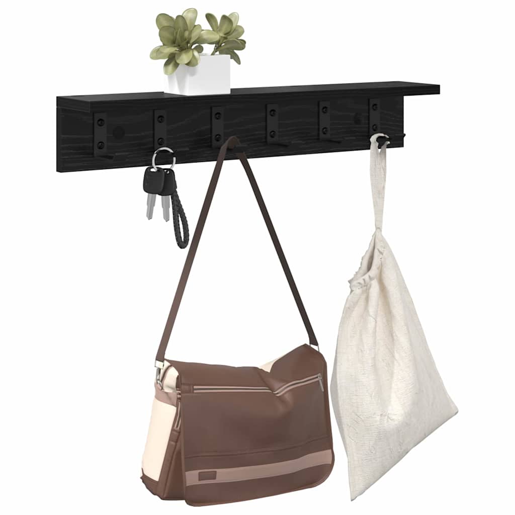 Vægmonteret Jakkeholder Vægmonteret Sort eg 60 x 10,5 x 10,5 cm