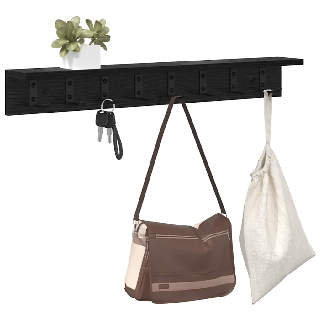 Vægmonteret Jakkeholder Vægmonteret Sort eg 80 x 10,5 x 10,5 cm