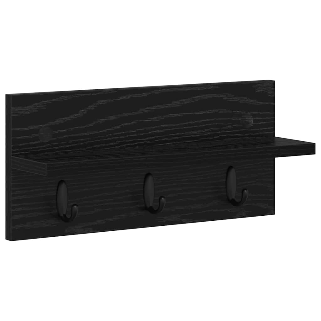 Vægmonteret Jakkeholder Vægmonteret Sort eg 40 x 10,5 x 18 cm