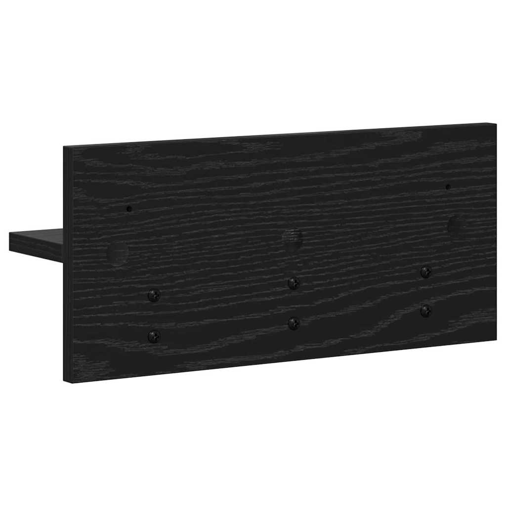 Vægmonteret Jakkeholder Vægmonteret Sort eg 40 x 10,5 x 18 cm