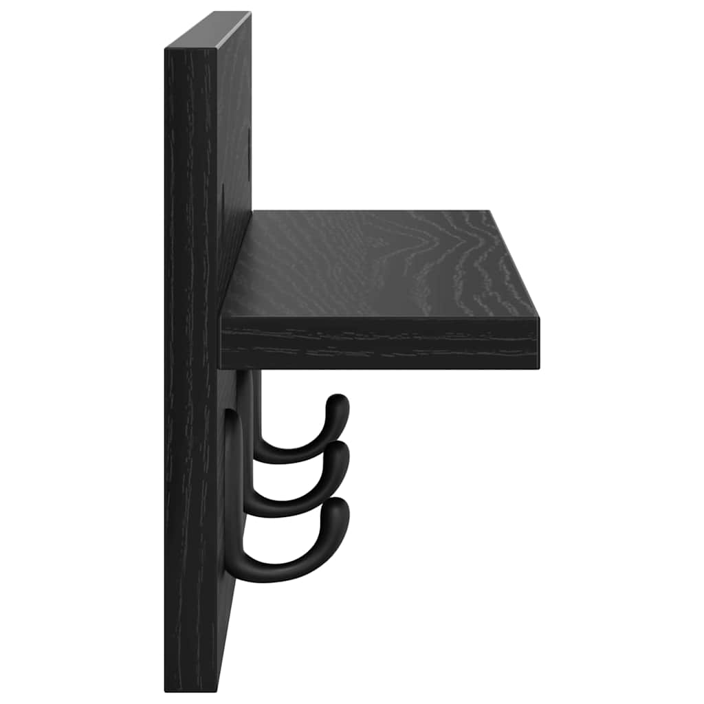 Vægmonteret Jakkeholder Vægmonteret Sort eg 40 x 10,5 x 18 cm
