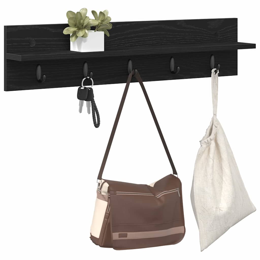 Vægmonteret Jakkeholder Vægmonteret Sort eg 80 x 10,5 x 18 cm