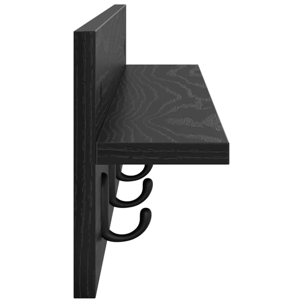 Vægmonteret Jakkeholder Vægmonteret Sort eg 80 x 10,5 x 18 cm