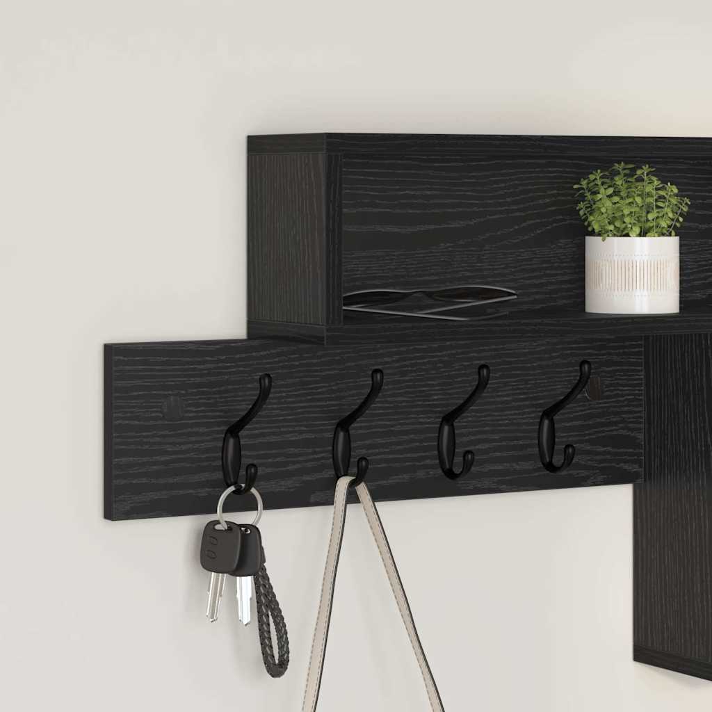 Vægmonteret Jakkeholder Vægmonteret Sort eg 100 x 12 x 43,5 cm