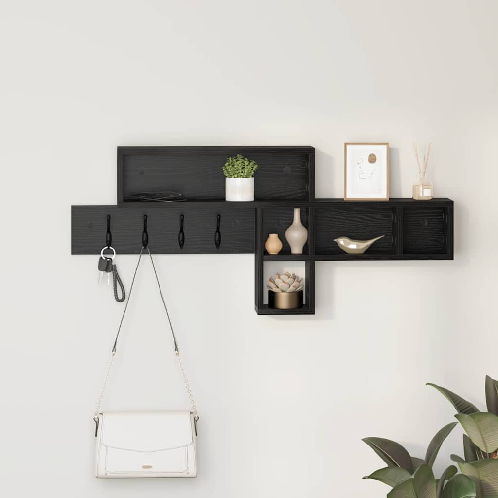 Vægmonteret Jakkeholder Vægmonteret Sort eg 100 x 12 x 43,5 cm