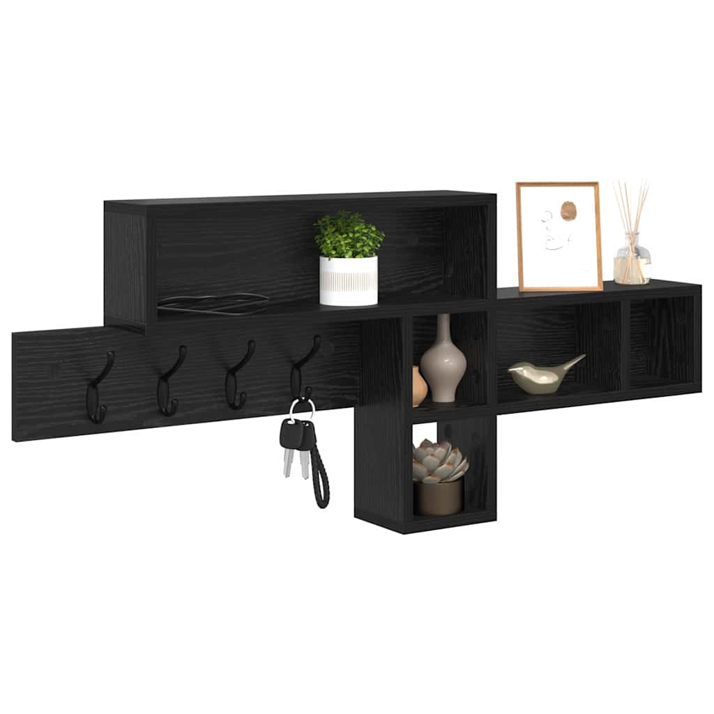Vægmonteret Jakkeholder Vægmonteret Sort eg 100 x 12 x 43,5 cm