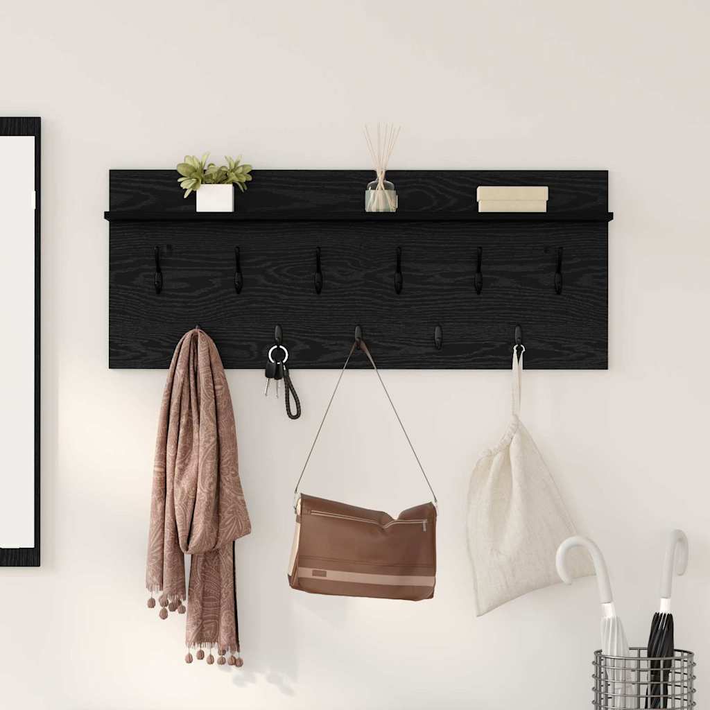 Vægmonteret Jakkeholder Vægmonteret Sort eg 100 x 40 x 12 cm
