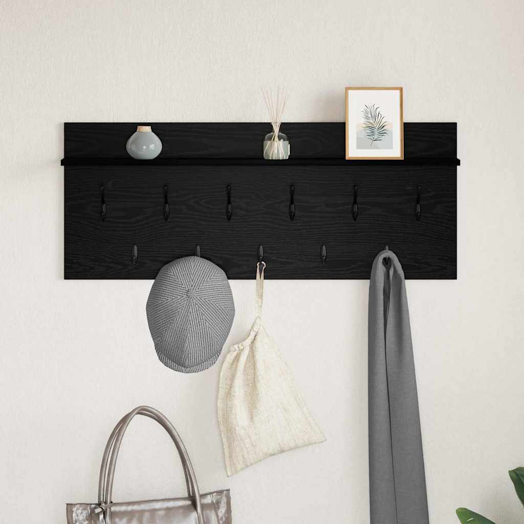 Vægmonteret Jakkeholder Vægmonteret Sort eg 100 x 40 x 12 cm