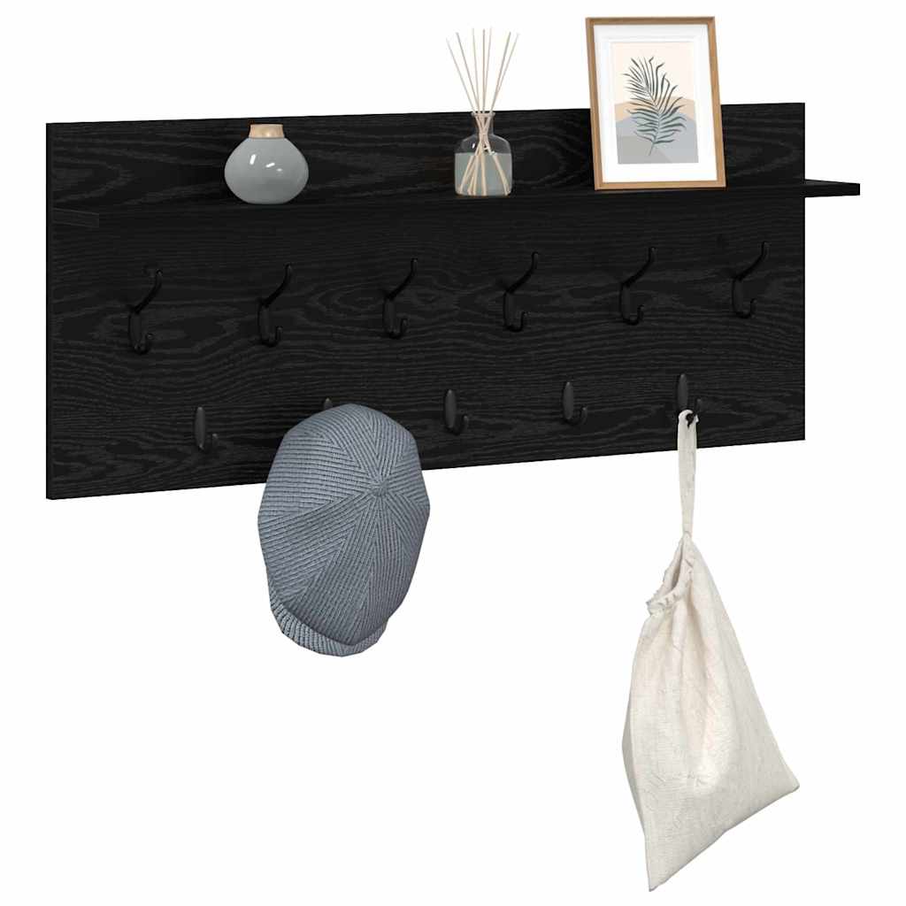 Vægmonteret Jakkeholder Vægmonteret Sort eg 100 x 40 x 12 cm