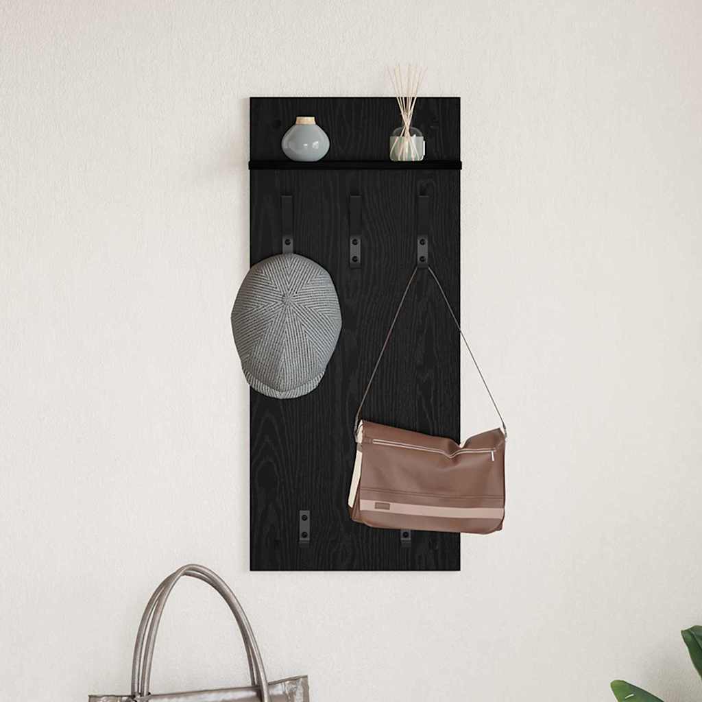 Vægmonteret Jakkeholder Vægmonteret Sort eg 40 x 10 x 90 cm