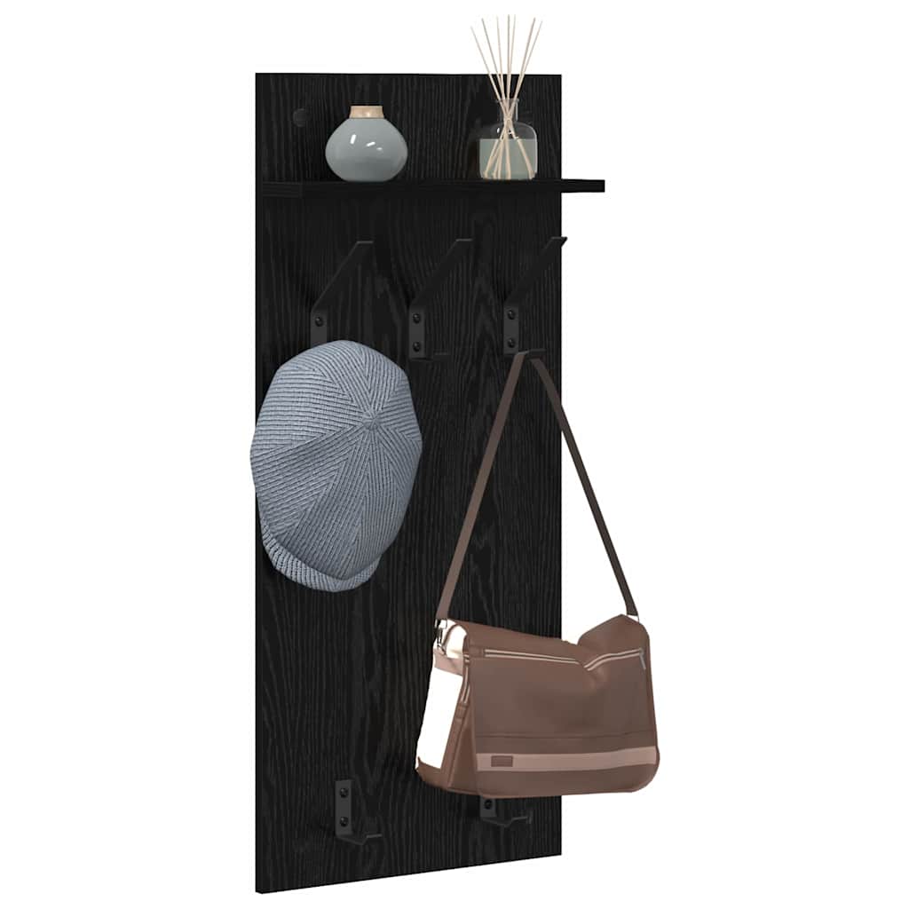 Vægmonteret Jakkeholder Vægmonteret Sort eg 40 x 10 x 90 cm