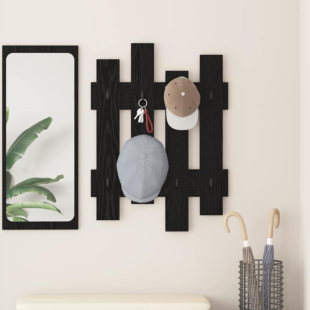 Vægmonteret Jakkeholder Vægmonteret Sort eg 60 x 3 x 82 cm
