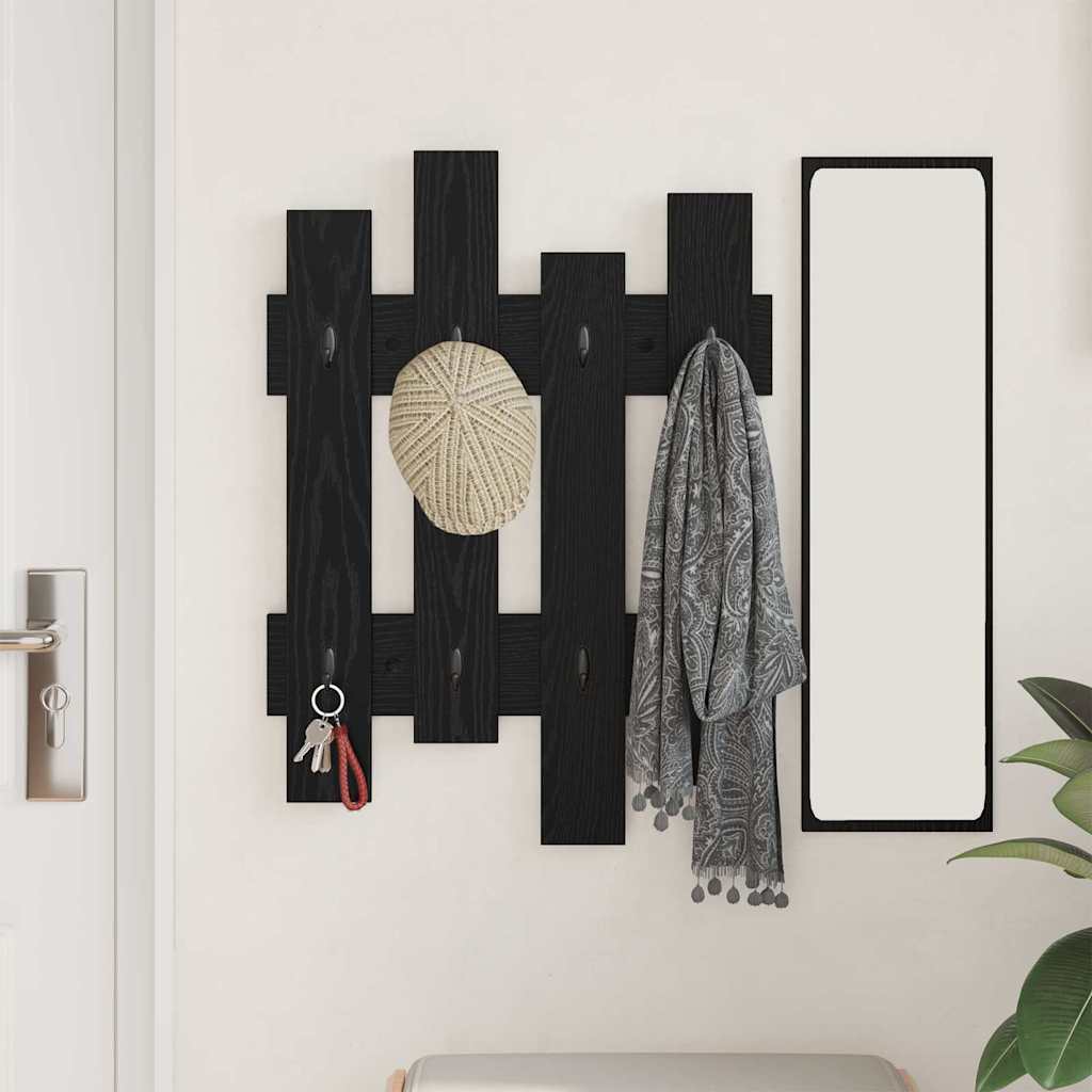 Vægmonteret Jakkeholder Vægmonteret Sort eg 60 x 3 x 82 cm