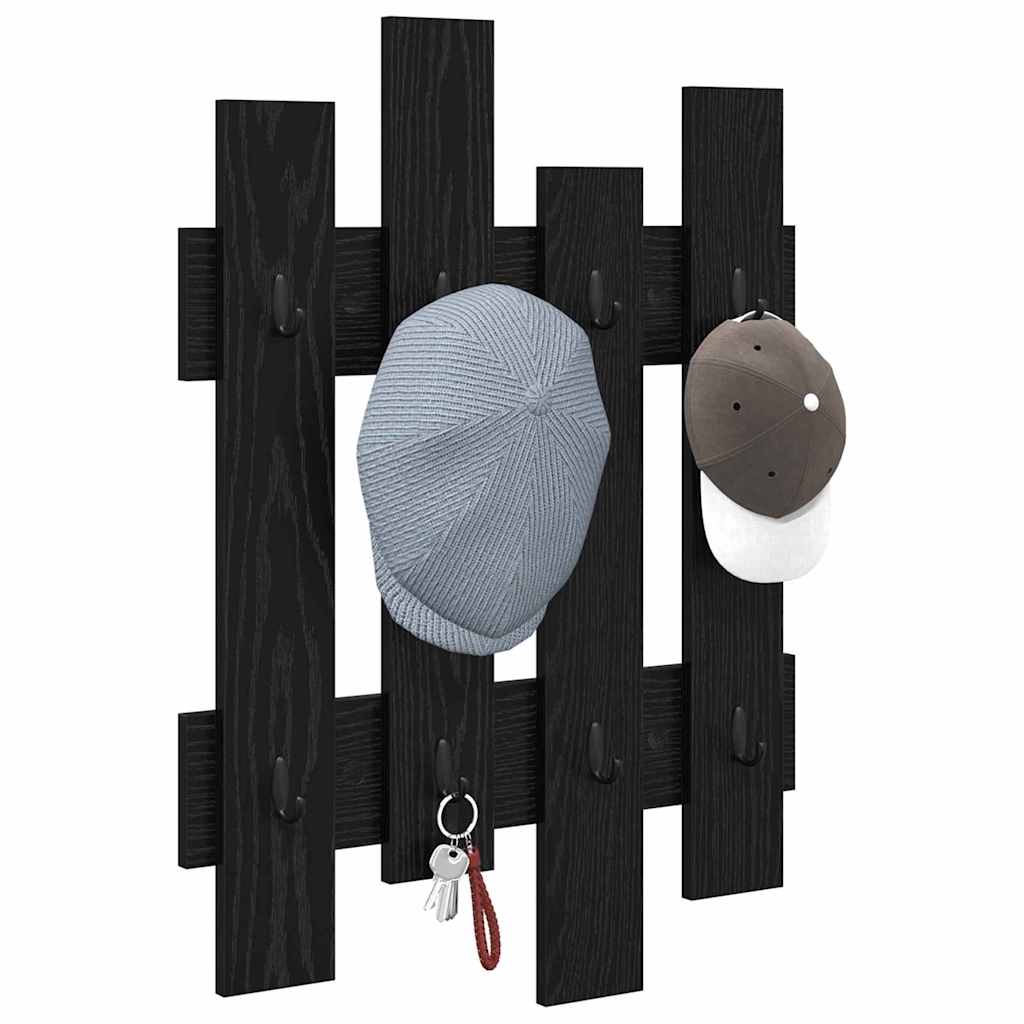 Vægmonteret Jakkeholder Vægmonteret Sort eg 60 x 3 x 82 cm