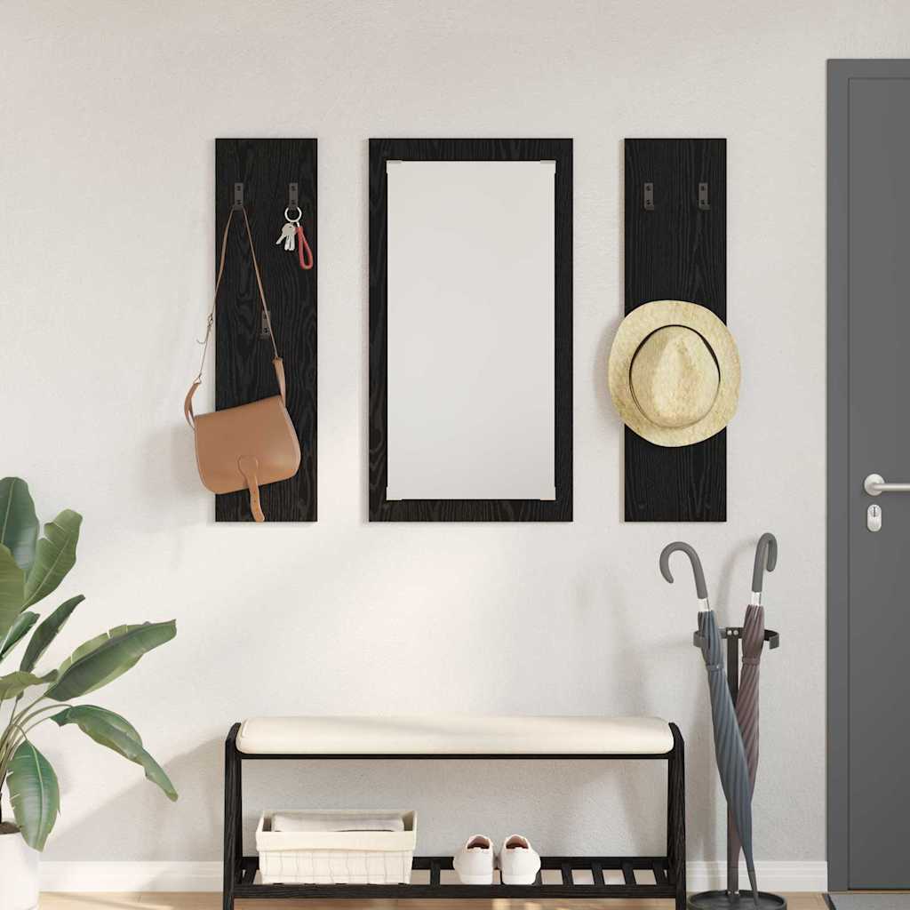 Vægmonteret Jakkeholder Vægmonteret Sort eg 96 x 1,5 x 90 cm