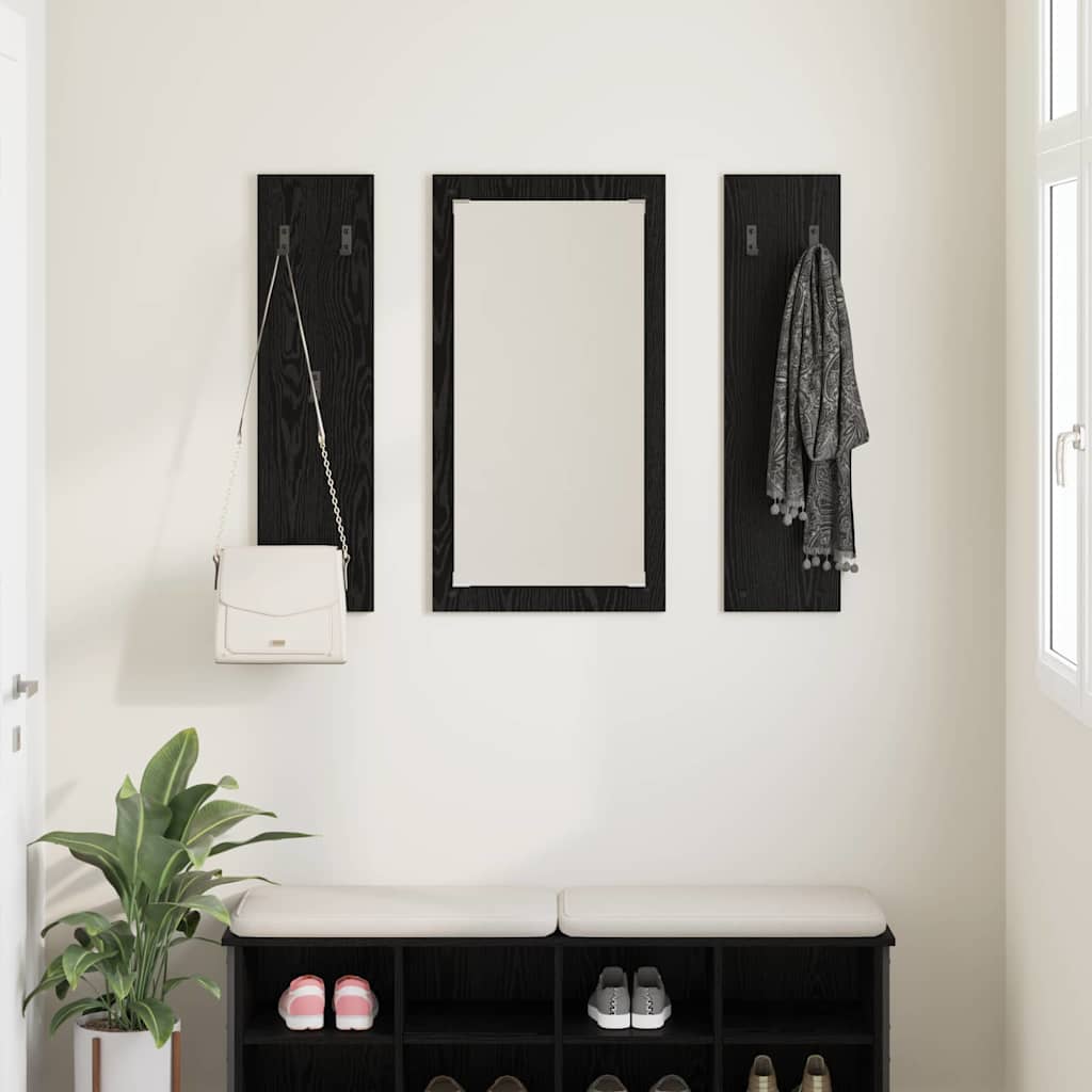 Vægmonteret Jakkeholder Vægmonteret Sort eg 96 x 1,5 x 90 cm